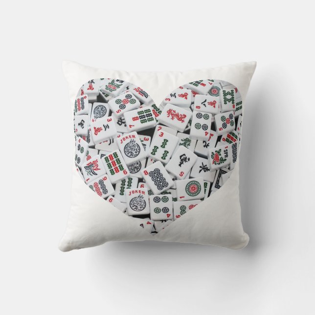 Coussin Mahjong Love Throw Pillow - Two Sided (Verso)