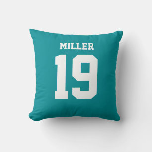 Coussin Maillot de sport double face Aqua et Blanc