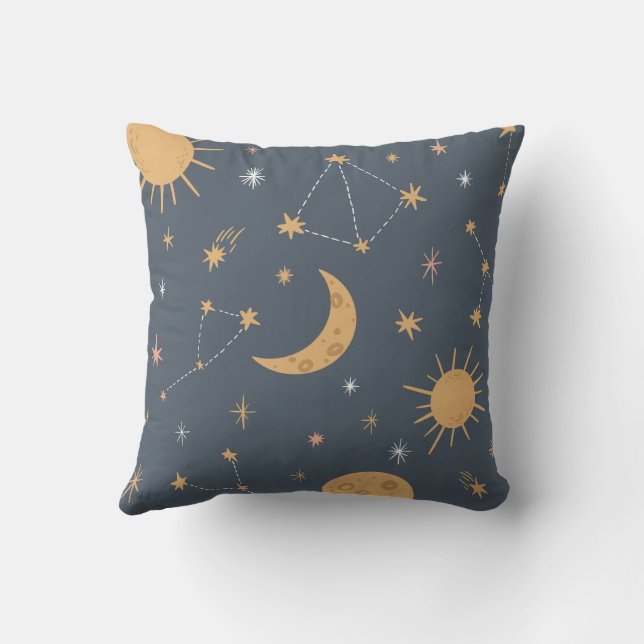 Coussin Main gris ocre dessinée dans l'étoile illustrée (Verso)