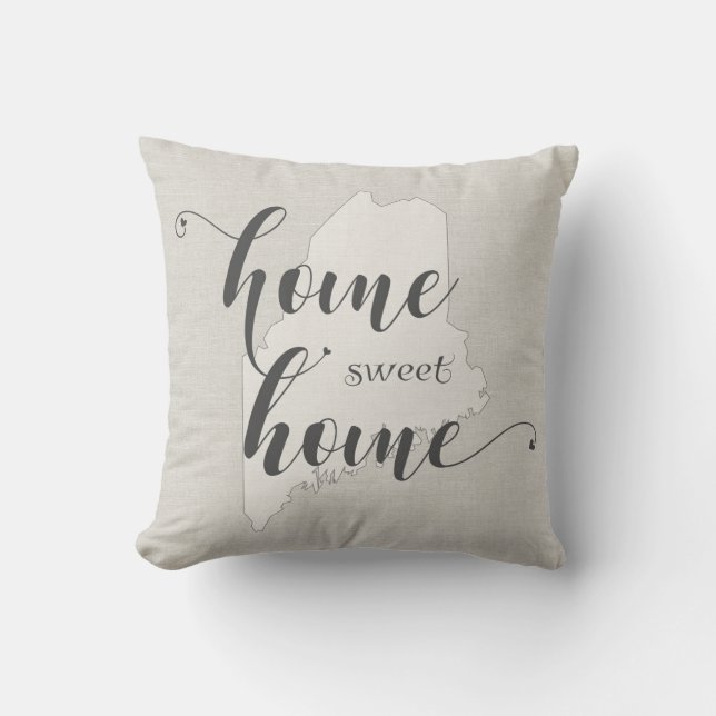 Coussin Maine - Home Sweet Home Burlap look (Recto)