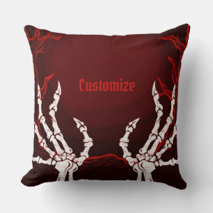 Coussin Mains de squelette orange