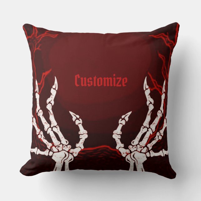 Coussin Mains de squelette orange (Recto)