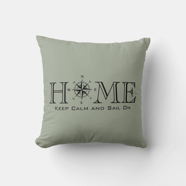 Coussin Maintenez le calme et naviguer sur le gris nautiqu (Recto)