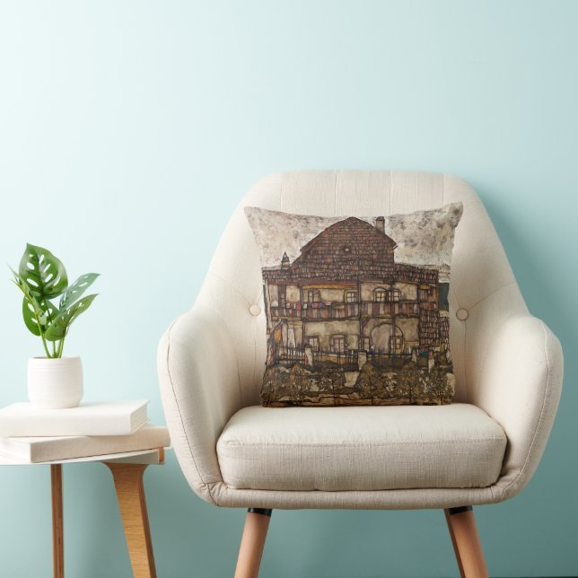Coussin Maison avec toit en bardeau par Egon Schiele (Chaise)