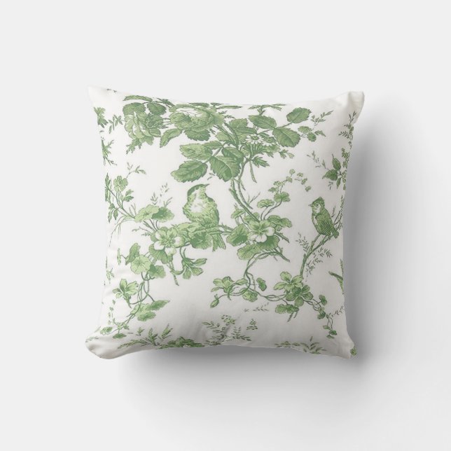 Coussin Maison de campagne Vintage Toile Verte Accent (Recto)