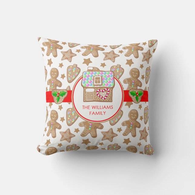 Coussin Maison de pain d'épices| Nom de famille masculin (Recto)
