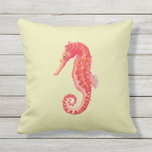Coussin Maison de plage hippocampe rouge jaune
