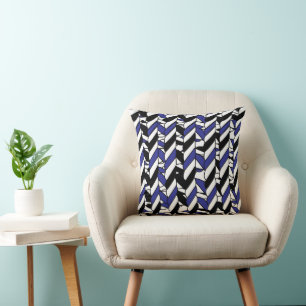 Coussin Maison de plage Nautique Bleu Noir Preppy