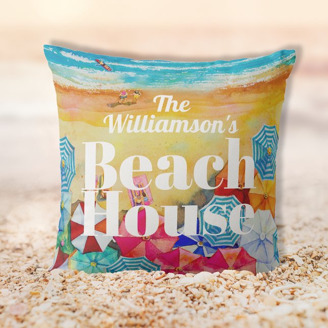 Coussin Maison de plage personnalisée (Créateur téléchargé)