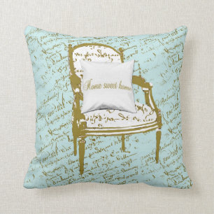 Coussin Maison douce à la maison, manuscrit français