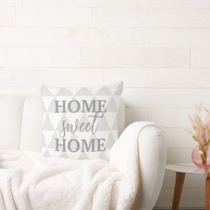 Coussin Maison Douce Maison Élégante Blanche et Grise