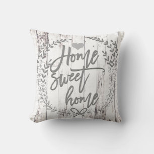 Coussin Maison Douce Maison Rustique en Bois Blanc