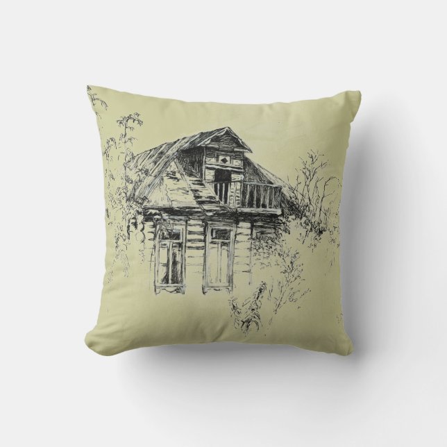 Coussin Maison en bois en Russie par A. Cook (Recto)