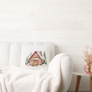 Coussin Maison en pain d'épice de Noël dans des flocons de
