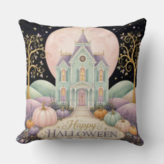 Coussin Maison hantée victorienne pastel fantaisiste Hallo