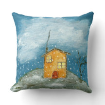 Maison Whimsical Snowstorm Tree Folk Art Peinture