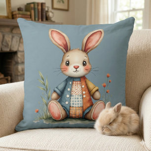 Coussin Maisonnette fantaisiste en patchwork de lapin, amb