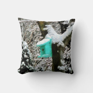 Coussin Maisonnette Turquoise en Hiver