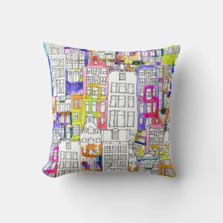 Coussin Maisons d'Amsterdam : Aquarelle Motif sans couture