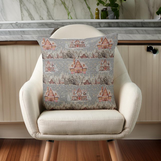 Coussin Maisons de Noël Pain d'épices Paillettes de neige  (Créateur téléchargé)