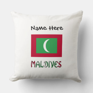 Coussin Maldives Drapeau Maldivien Noir Personnalisation