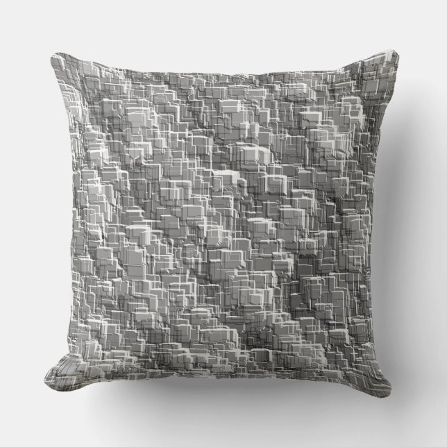 Coussin Mâle de superposition extrême de carrés grises (Recto)