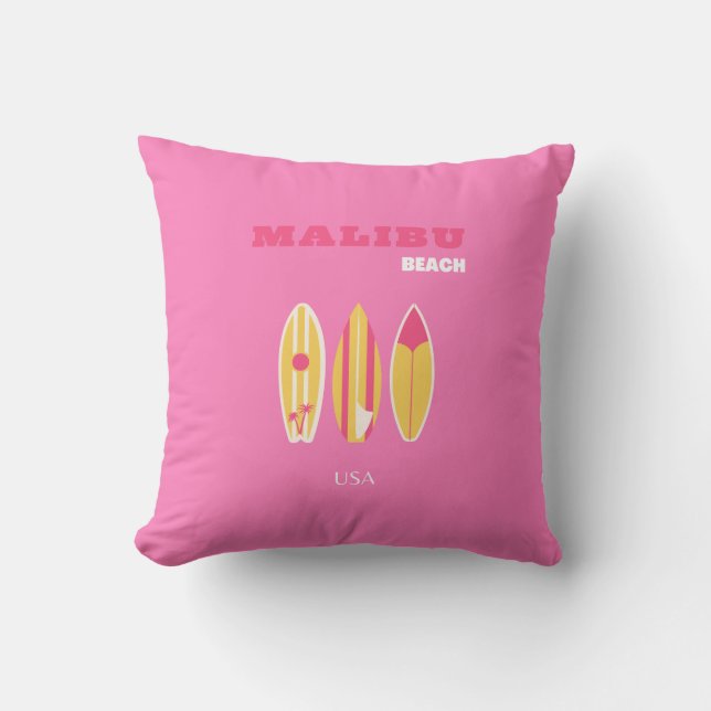 Coussin Malibu, Malibu Beach, Californie, Preppy, rose (Recto)