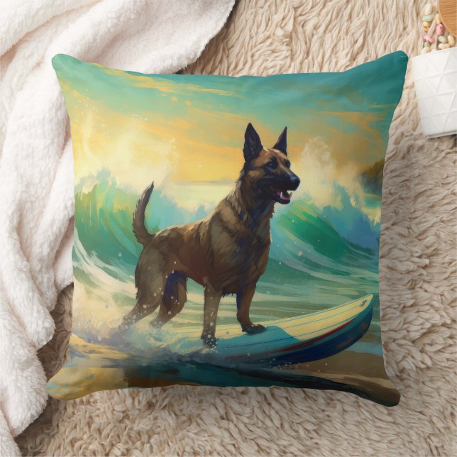 Coussin Malinoi Beach Surf Peinture belge (Couverture)