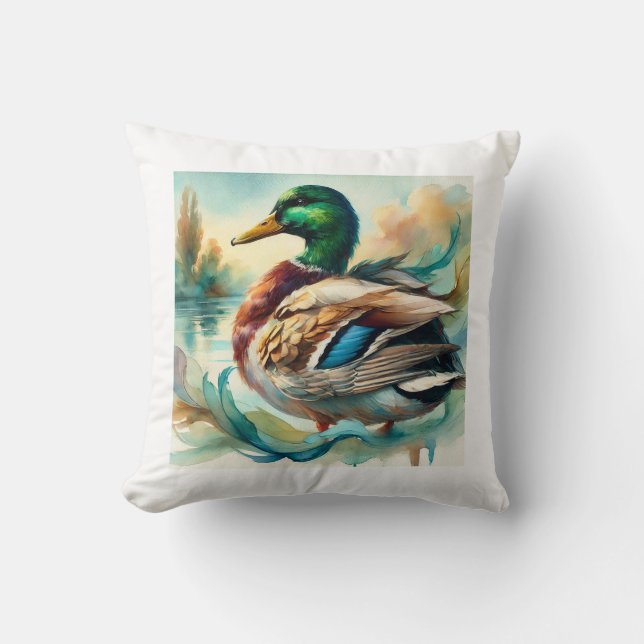 Coussin Mallard Duck 241024AREF138 - Watercolor (Recto)