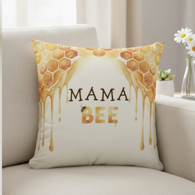Coussin Mama Bee Honeycomb Honey Drip Baby Shower (Mama Bee Honeycomb Honey Drip Baby Shower Throw Pillow
)