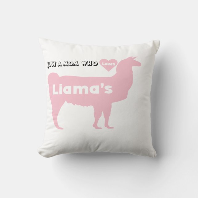Coussin Mama Llama rose maman aime liama (Recto)