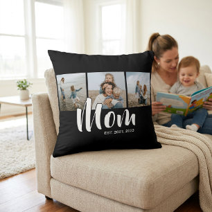 Coussin Maman a établi un script moderne noir 3 Photo