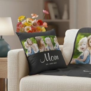 Coussin Maman a établi un script moderne noir 3 Photo
