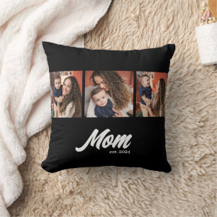 Coussin Maman a établi une photo noire Script