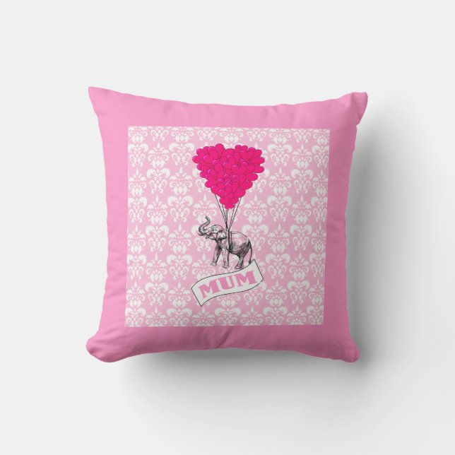 Coussin Maman avec un éléphant rose (Recto)