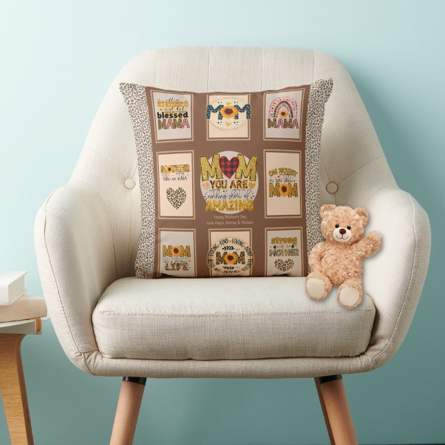 Coussin Maman branchée ! Citations mères Empreintes de léo (Créateur téléchargé)