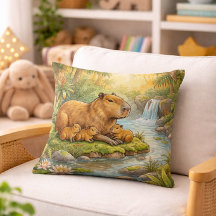 Maman Capybara Mignonne Et Bébés Animaux De La Jun