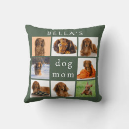 Coussin Maman Chien 8 Collage Photo Vert Sauge Personnalis