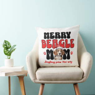 Coussin Maman Chien Beagle Noël