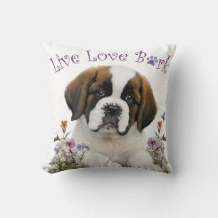 Coussin Maman chien St-Bernard Floral