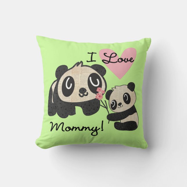 Coussin Maman d'amour des pandas I (Recto)