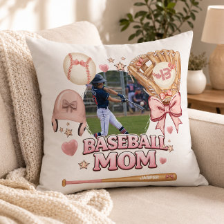 Coussin Maman de baseball personnalisée Photo Fierté sport
