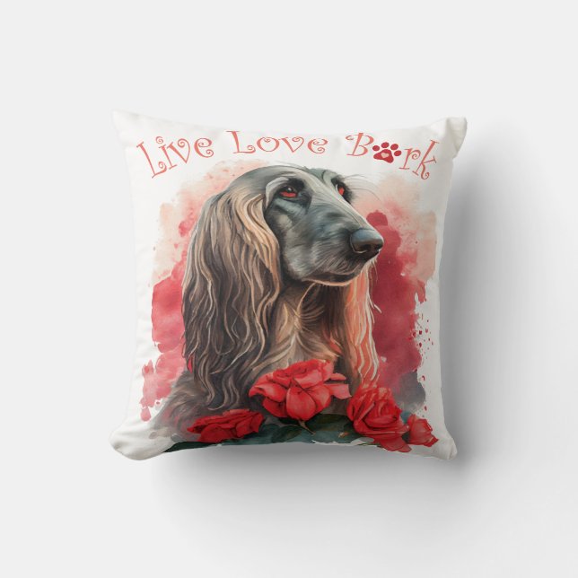 Coussin Maman de chien de chien afghan floral (Recto)