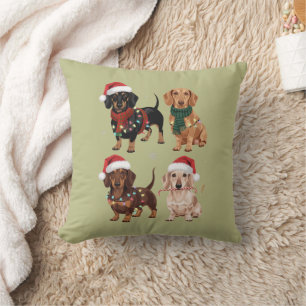 Coussin Maman de chien de Noël teckel Amoureuse Cadeau de 
