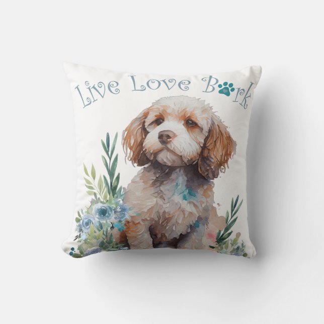 Coussin Maman de Cockapoo Fleurie (Recto)