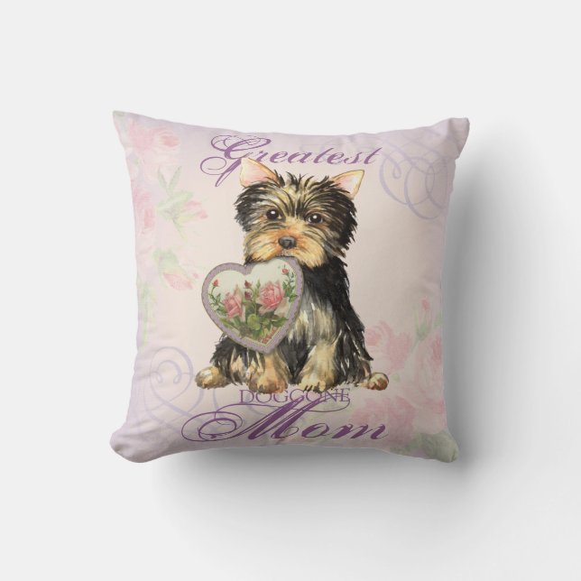 Coussin Maman de coeur de Yorkie (Recto)