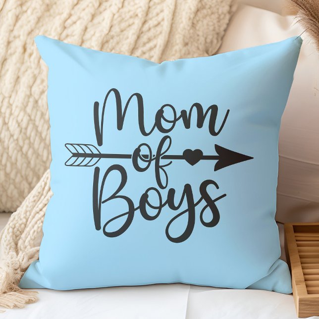 Coussin Maman de garçons personnalisés bleu clair (Créateur téléchargé)