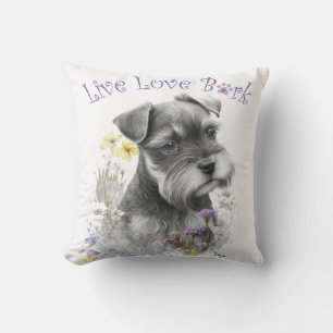 Coussin Maman de Schnauzer Fleurs