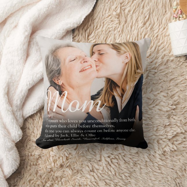 Coussin Maman Définition Élégant Script Photo moderne (Couverture)