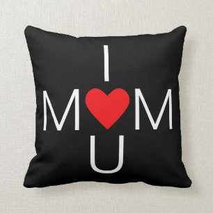 Coussin Maman du coeur moderne Amour sur le noir
